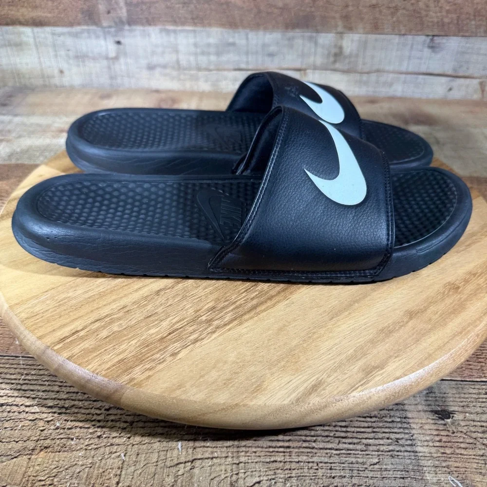 Nike Slides Men 14 Black Sandals Benassi JDI 312618-011 Swoosh Athletic Casual
